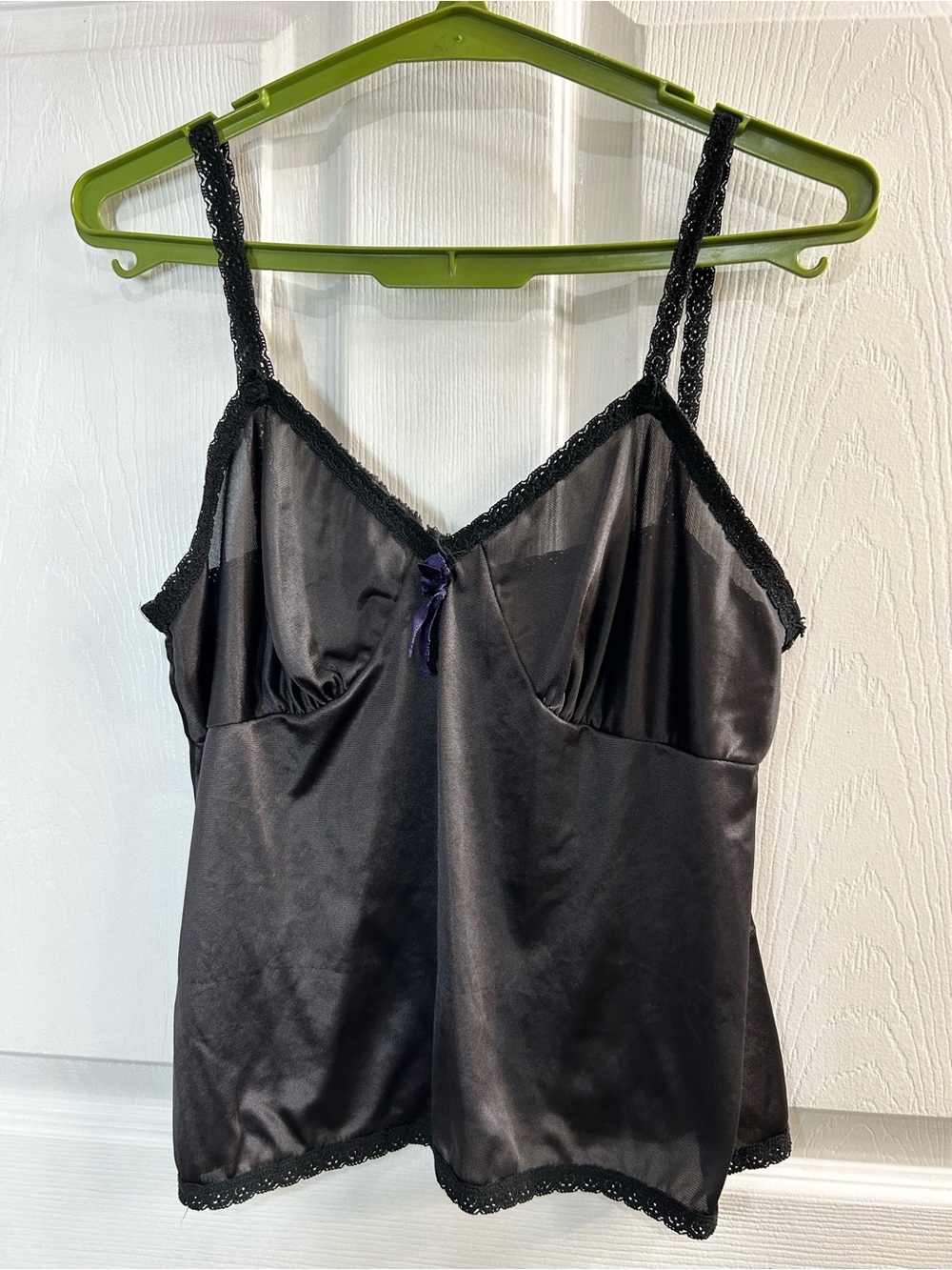 Vintage Lingerie by Vincent camisole in classic black nylon with delicate black